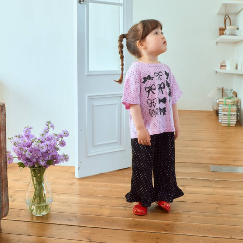 Firstblue - Korean Children Fashion - #childofig - Ribbon Graphic Short Sleeve Tee - 8