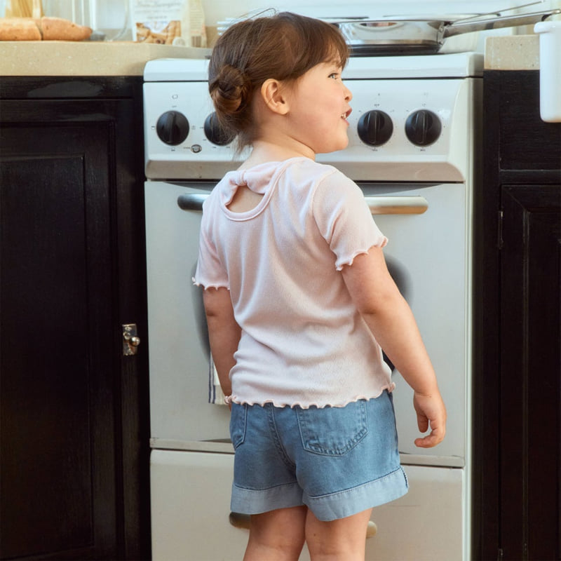 Firstblue - Korean Children Fashion - #childofig - Heart Ribbon Short Sleeve Tee - 6