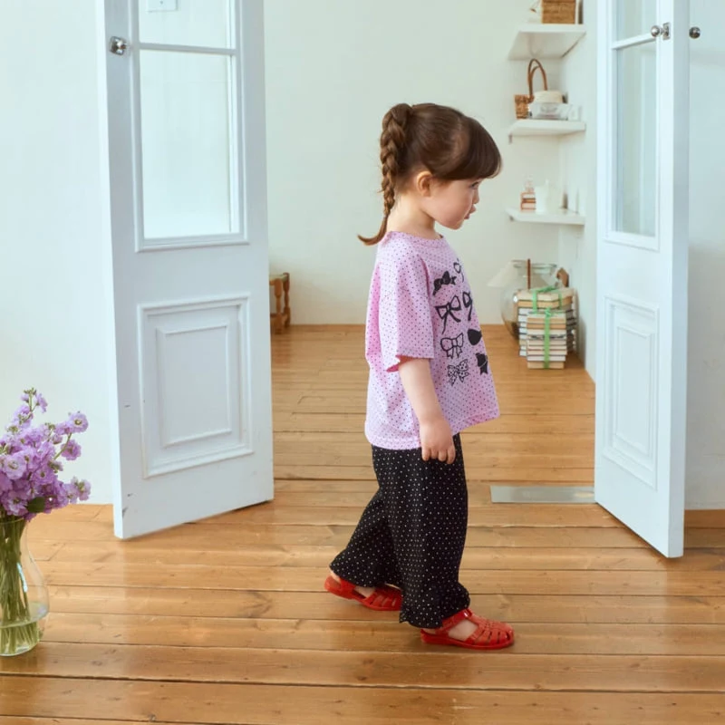Firstblue - Korean Children Fashion - #childrensboutique - Ribbon Graphic Short Sleeve Tee - 9