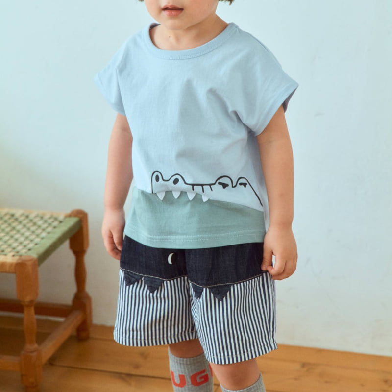 Firstblue - Korean Children Fashion - #childrensboutique - Vintage Dino Denim Shorts - 5