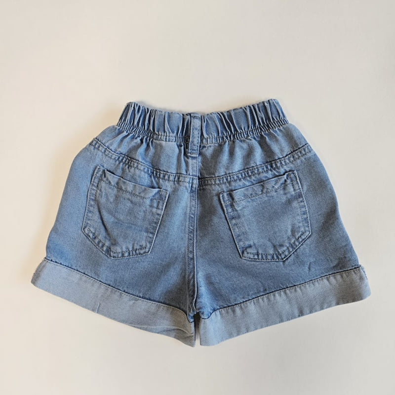 Firstblue - Korean Children Fashion - #childrensboutique - Ribbon Embroidery Denim Shorts - 3