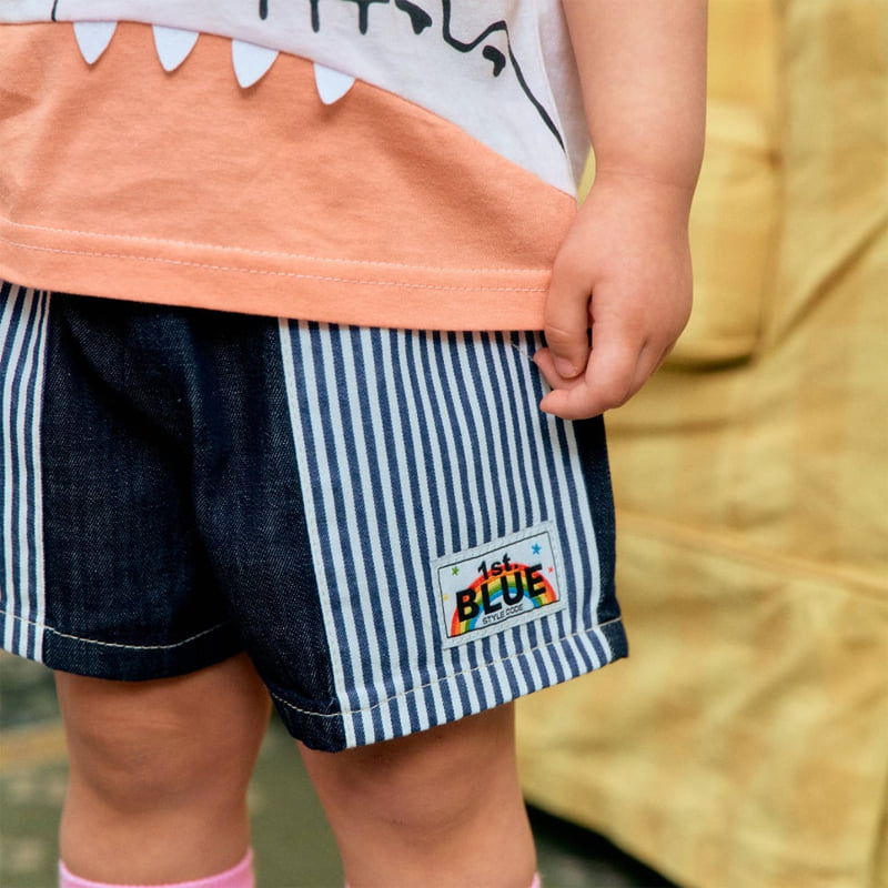 Firstblue - Korean Children Fashion - #designkidswear - Vintage Combi Denim Shorts - 7