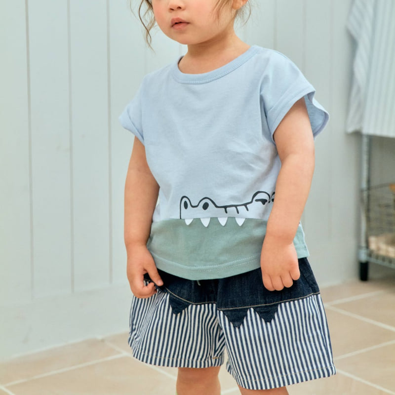Firstblue - Korean Children Fashion - #designkidswear - Vintage Dino Denim Shorts - 6