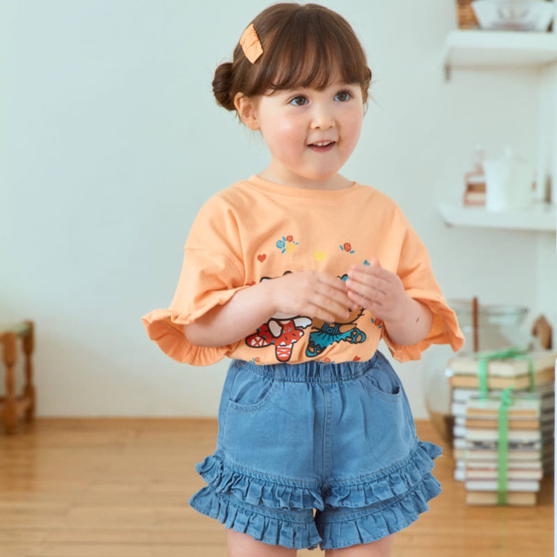 Firstblue - Korean Children Fashion - #designkidswear - Tiered Frill Denim Shorts - 4