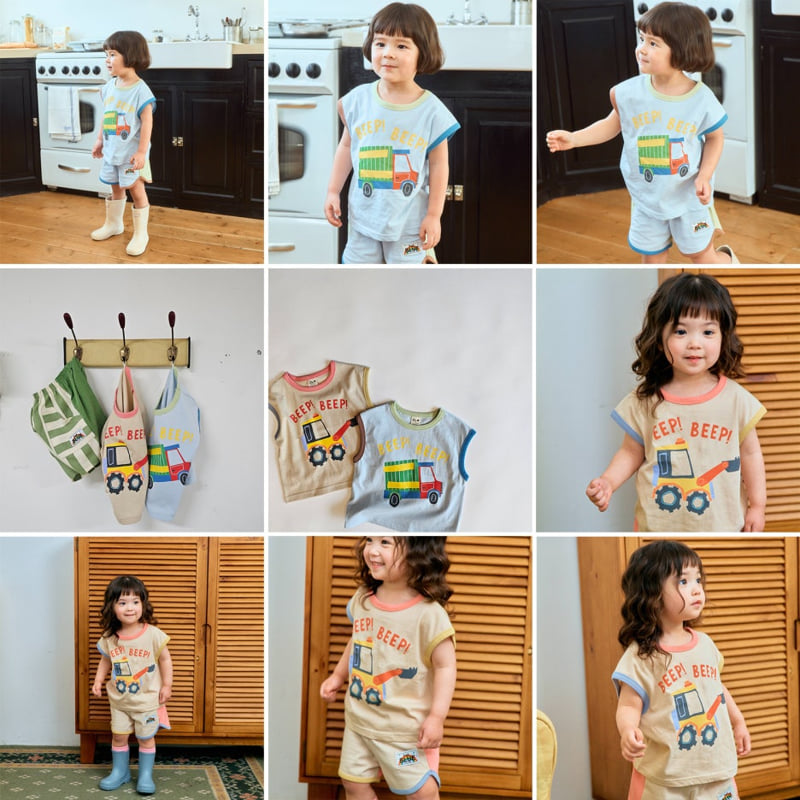 Firstblue - Korean Children Fashion - #fashionkids - Car Sleeveless Tee