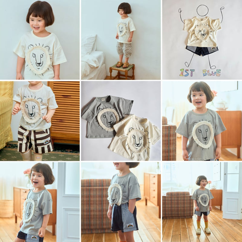 Firstblue - Korean Children Fashion - #fashionkids - Tassel Lion Short Sleeve Tee