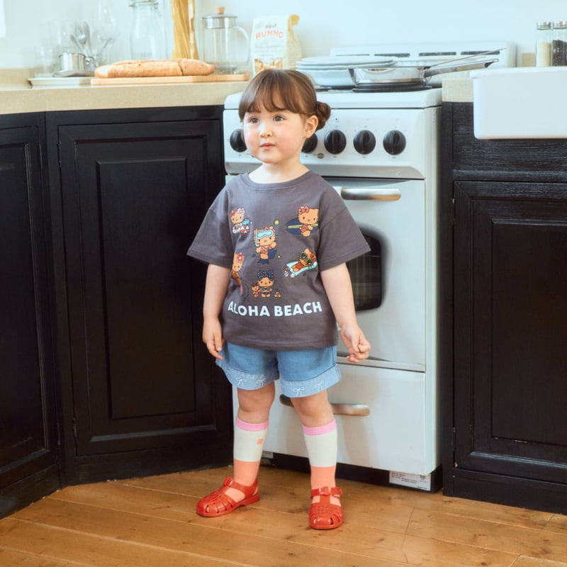 Firstblue - Korean Children Fashion - #fashionkids - Ribbon Embroidery Denim Shorts - 6