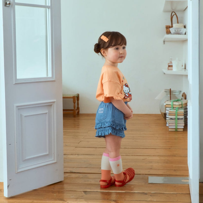 Firstblue - Korean Children Fashion - #fashionkids - Tiered Frill Denim Shorts - 5