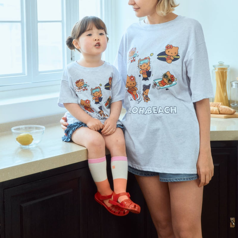 Firstblue - Korean Children Fashion - #kidsshorts - Surfing Cats Short Sleeve Tee - 7