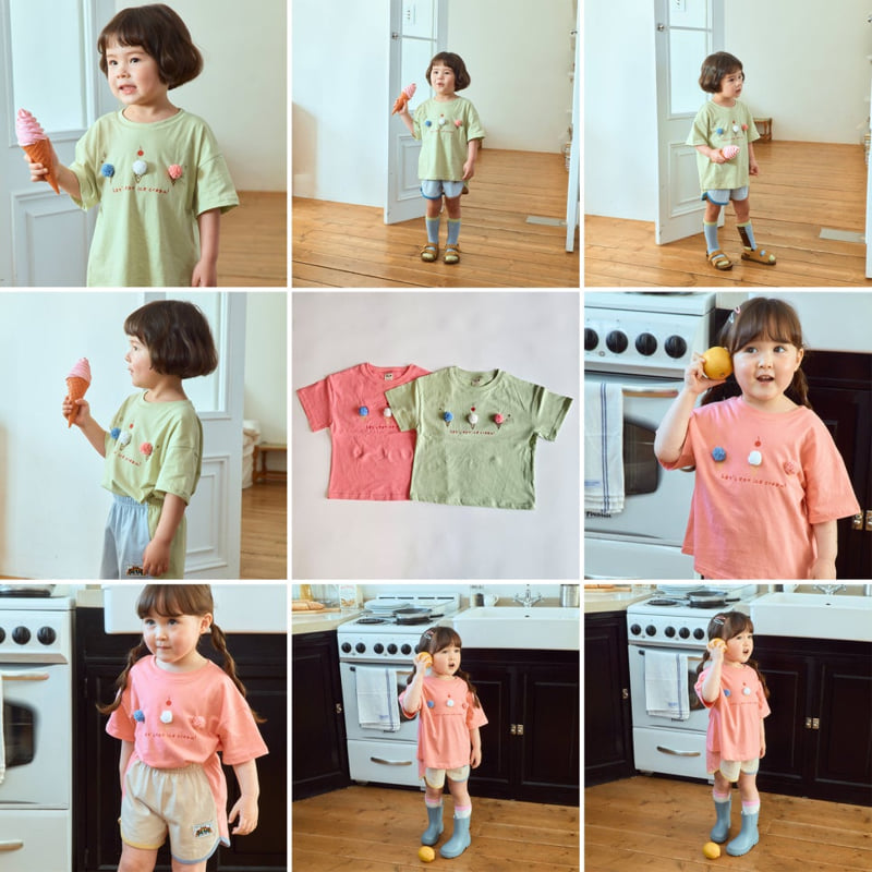 Firstblue - Korean Children Fashion - #kidsshorts - Ice Cream Short Sleeve Tee