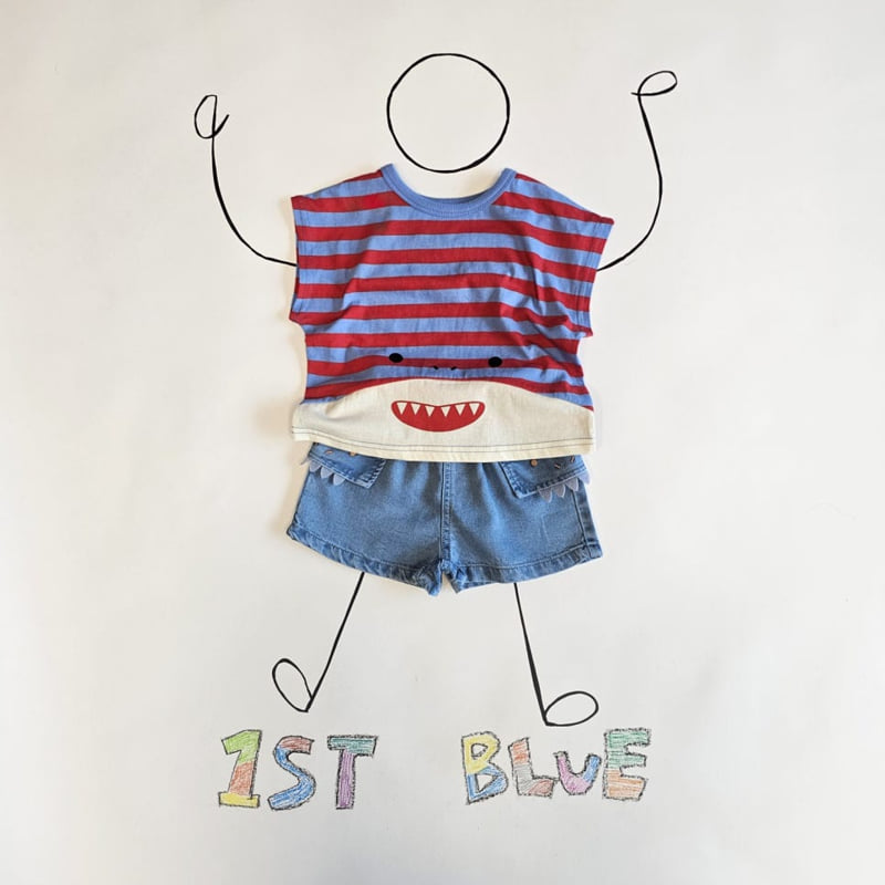 Firstblue - Korean Children Fashion - #kidsshorts - Shark Denim Shorts - 8