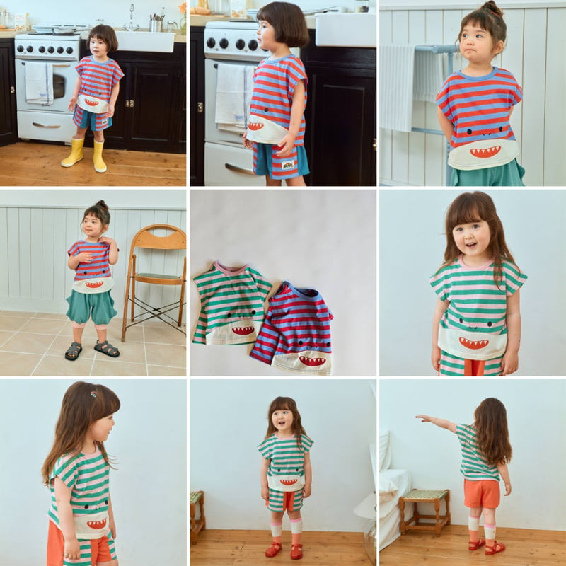 Firstblue - Korean Children Fashion - #kidsstore - Shark Stripe Drop Tee