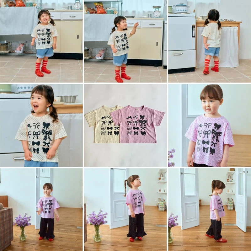 Firstblue - Korean Children Fashion - #kidzfashiontrend - Ribbon Graphic Short Sleeve Tee