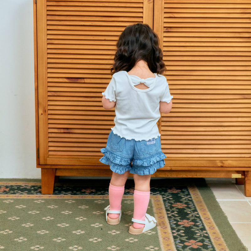Firstblue - Korean Children Fashion - #kidzfashiontrend - Tiered Frill Denim Shorts - 8