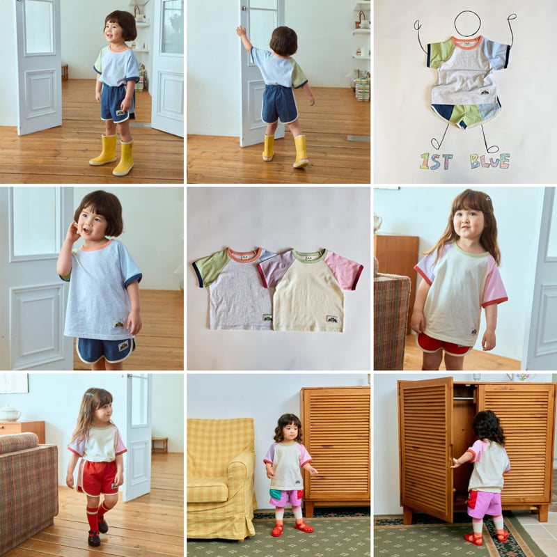 Firstblue - Korean Children Fashion - #littlefashionista - First Raglan Short Sleeve Tee