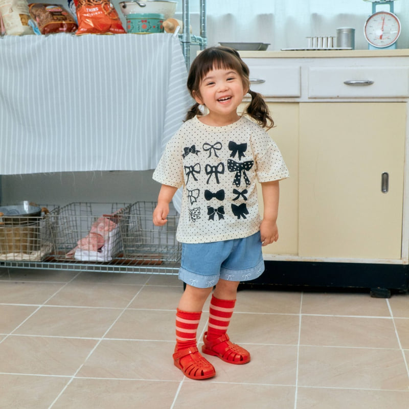 Firstblue - Korean Children Fashion - #littlefashionista - Ribbon Graphic Short Sleeve Tee - 3