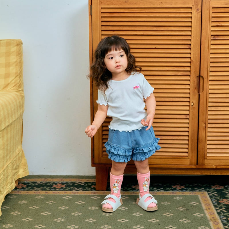 Firstblue - Korean Children Fashion - #littlefashionista - Heart Ribbon Short Sleeve Tee - 2