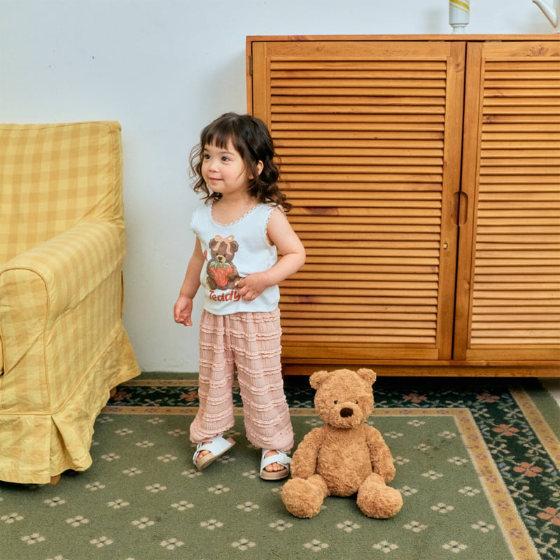 Firstblue - Korean Children Fashion - #littlefashionista - Bear Lace Sleeveless Tee - 4