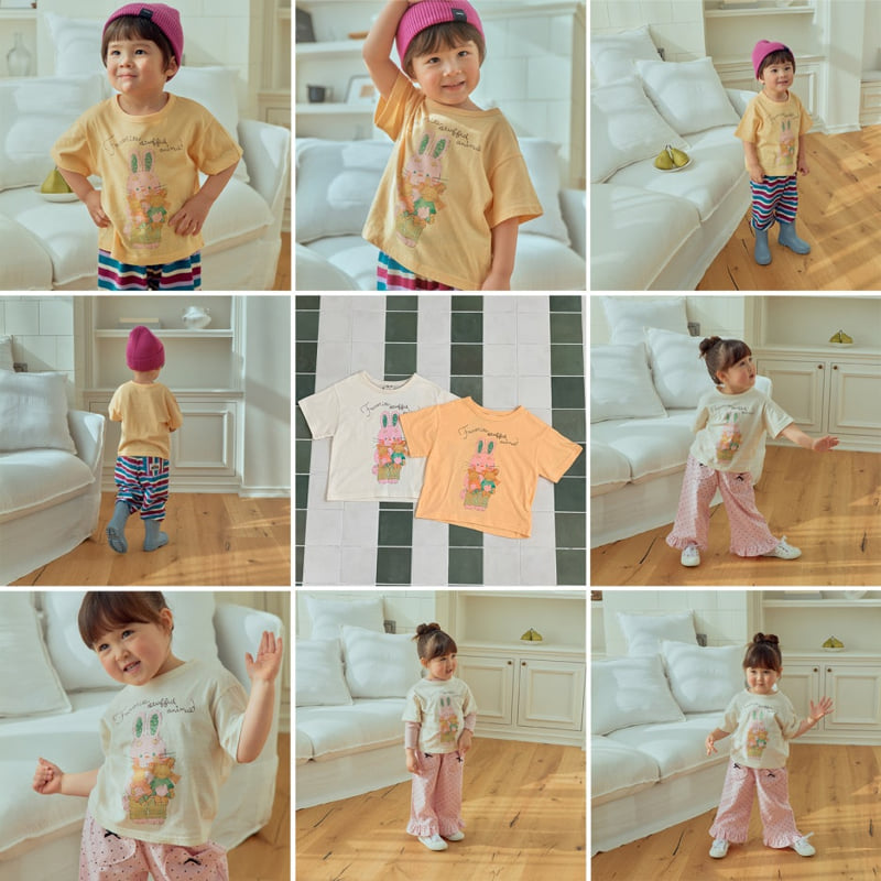 Firstblue - Korean Children Fashion - #magicofchildhood - Rabbit Graphic Short Sleeve Tee