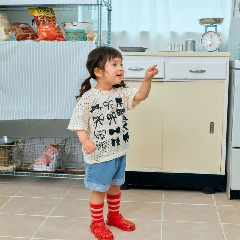 Firstblue - Korean Children Fashion - #littlefashionista - Ribbon Graphic Short Sleeve Tee - 4