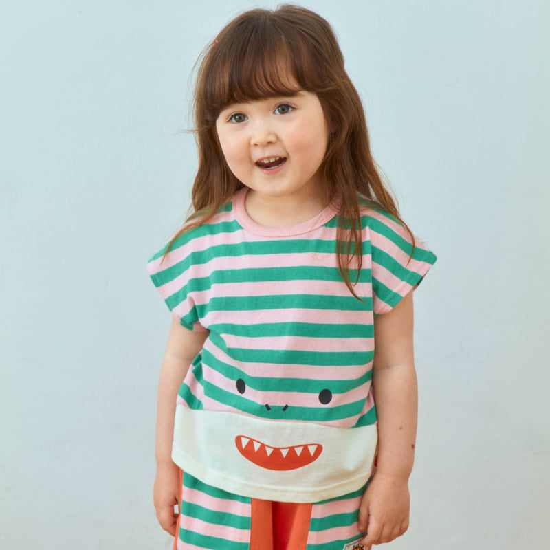 Firstblue - Korean Children Fashion - #minifashionista - Shark Stripe Drop Tee - 6