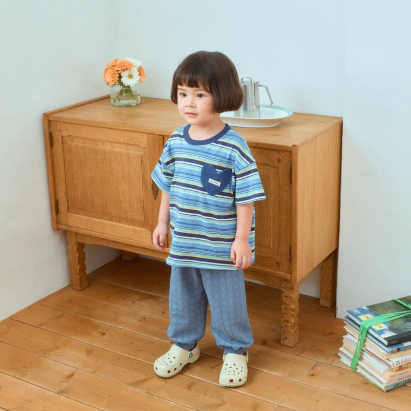 Firstblue - Korean Children Fashion - #minifashionista - Heart Pocket Stripe Tee - 3