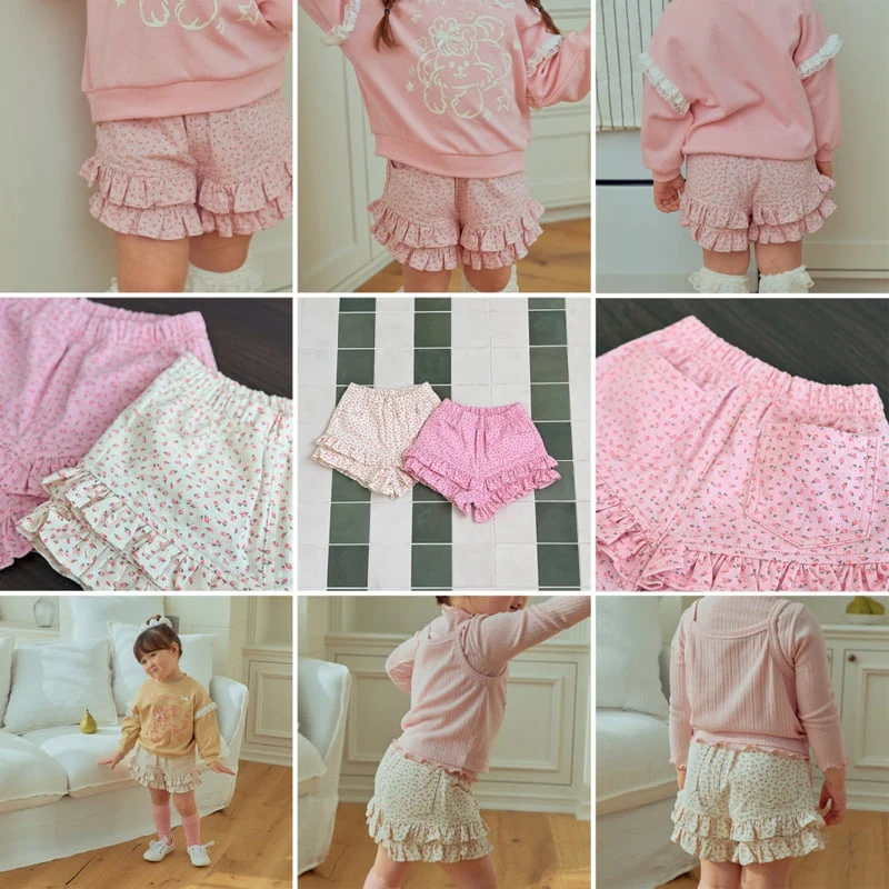 Firstblue - Korean Children Fashion - #minifashionista - Flower Frill Shorts