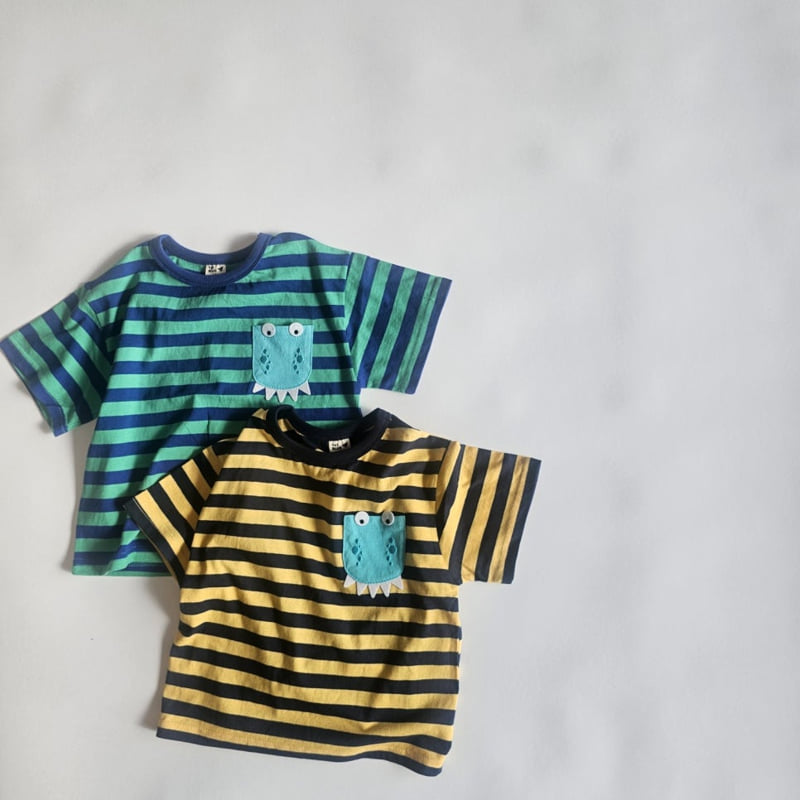Firstblue - Korean Children Fashion - #prettylittlegirls - Pocket Dinosaur Short Sleeve Tee - 10