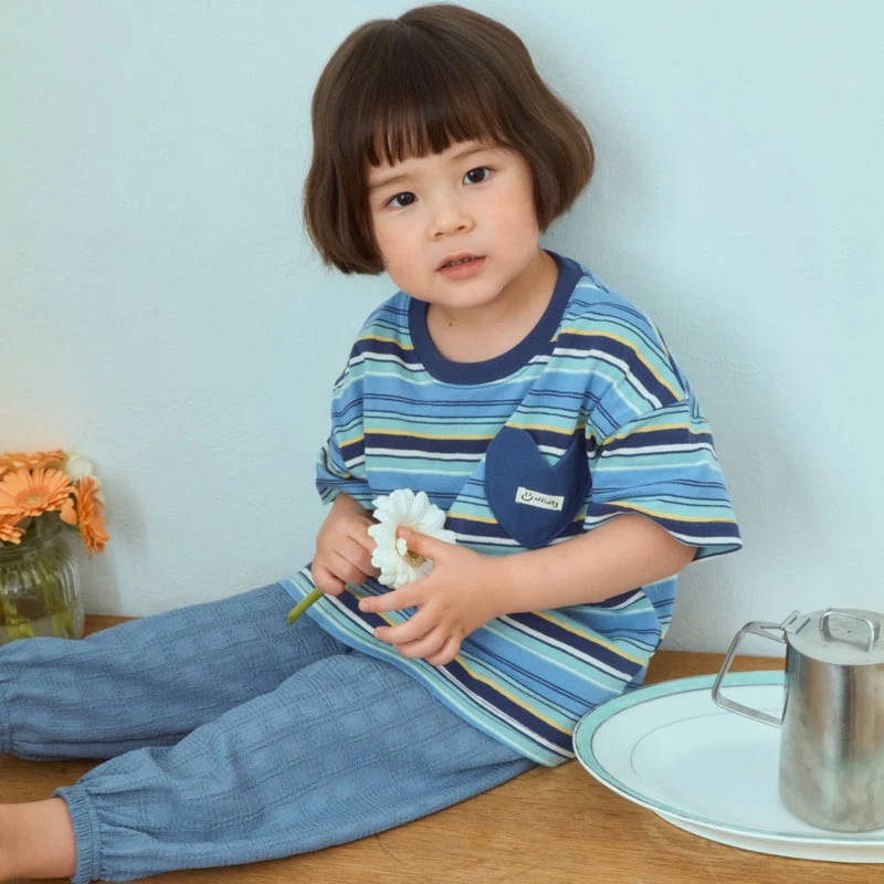 Firstblue - Korean Children Fashion - #minifashionista - Heart Pocket Stripe Tee - 4