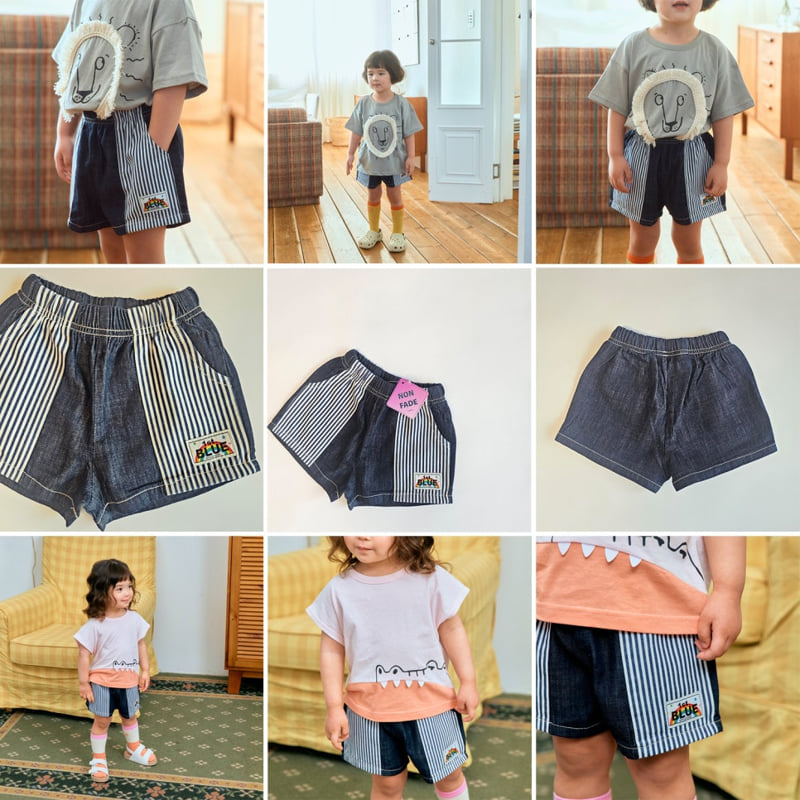 Firstblue - Korean Children Fashion - #prettylittlegirls - Vintage Combi Denim Shorts