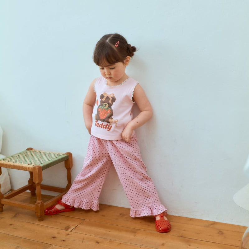 Firstblue - Korean Children Fashion - #stylishchildhood - Bear Lace Sleeveless Tee - 9