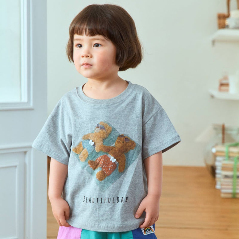 Firstblue - Korean Children Fashion - #stylishchildhood - Summer Bear Short Sleeve Tee - 2