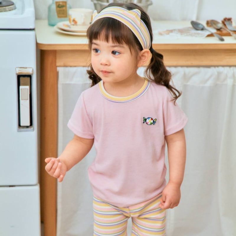 Firstblue - Korean Children Fashion - #todddlerfashion - Lala Ribbed Short Sleeve Tee - 6