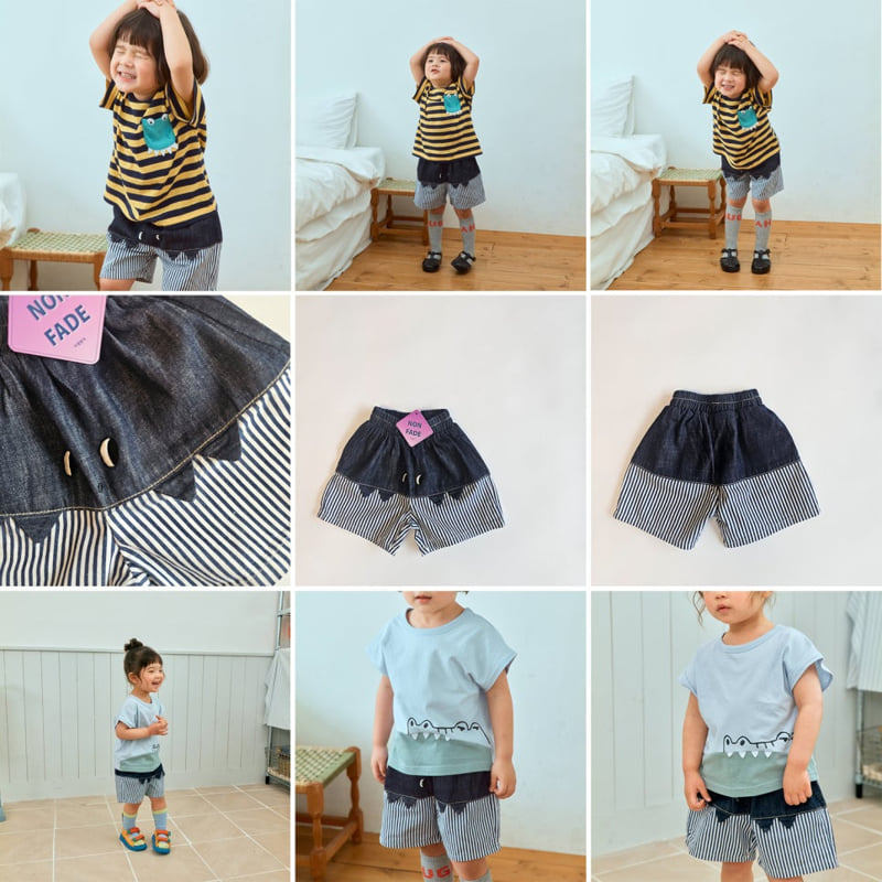 Firstblue - Korean Children Fashion - #todddlerfashion - Vintage Dino Denim Shorts