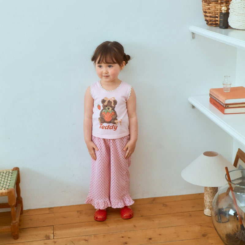 Firstblue - Korean Children Fashion - #toddlerclothing - Bear Lace Sleeveless Tee - 8