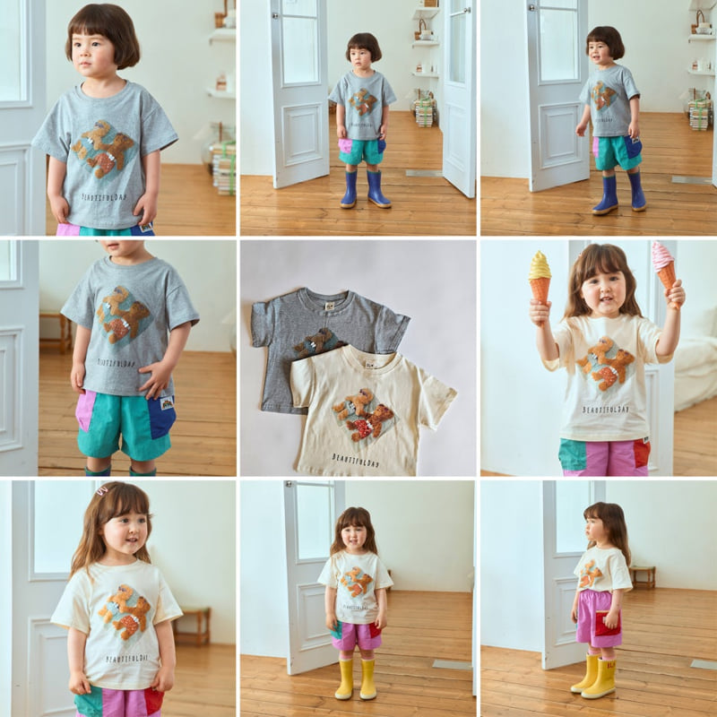 Firstblue - Korean Children Fashion - #toddlerclothing - Summer Bear Short Sleeve Tee