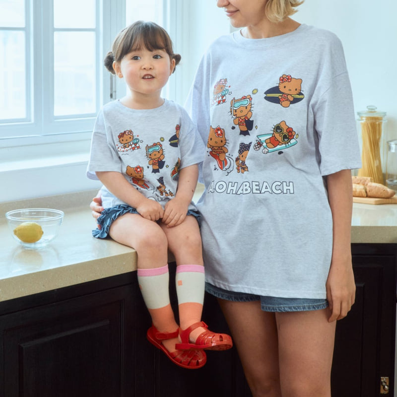 Firstblue - Korean Women Fashion - #momslook - Surfing Cats Tee (Adult) - 4