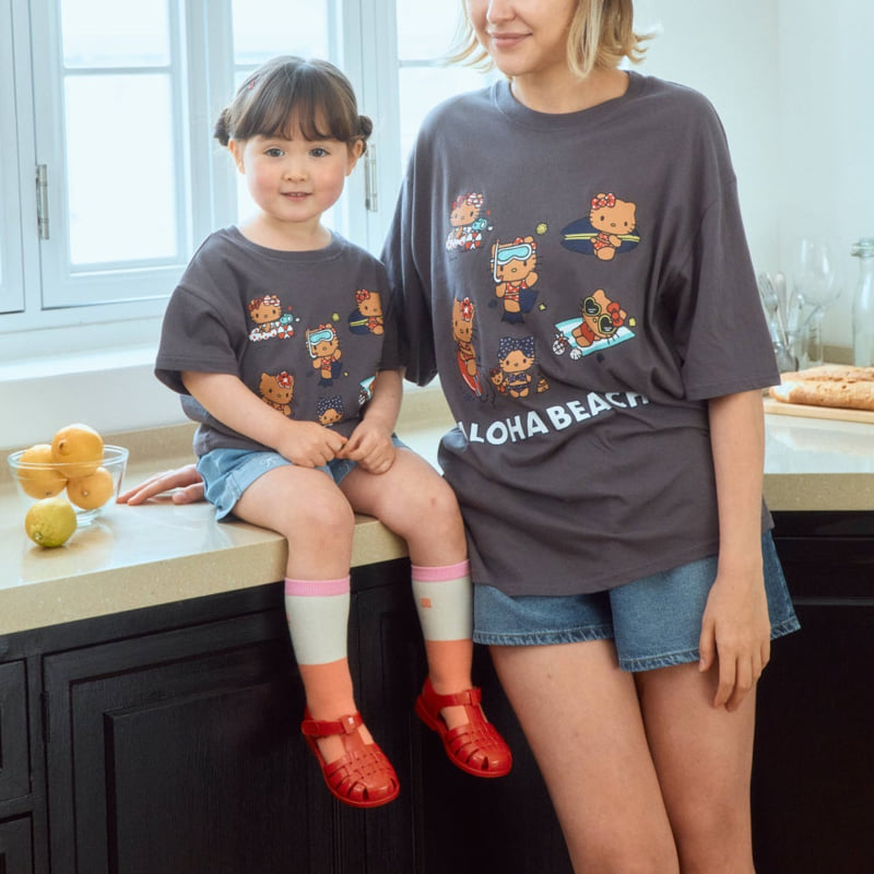 Firstblue - Korean Women Fashion - #vintageinspired - Surfing Cats Tee (Adult) - 6