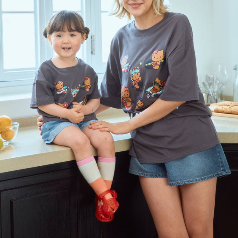 Firstblue - Korean Women Fashion - #vintagekidsstyle - Surfing Cats Tee (Adult) - 7