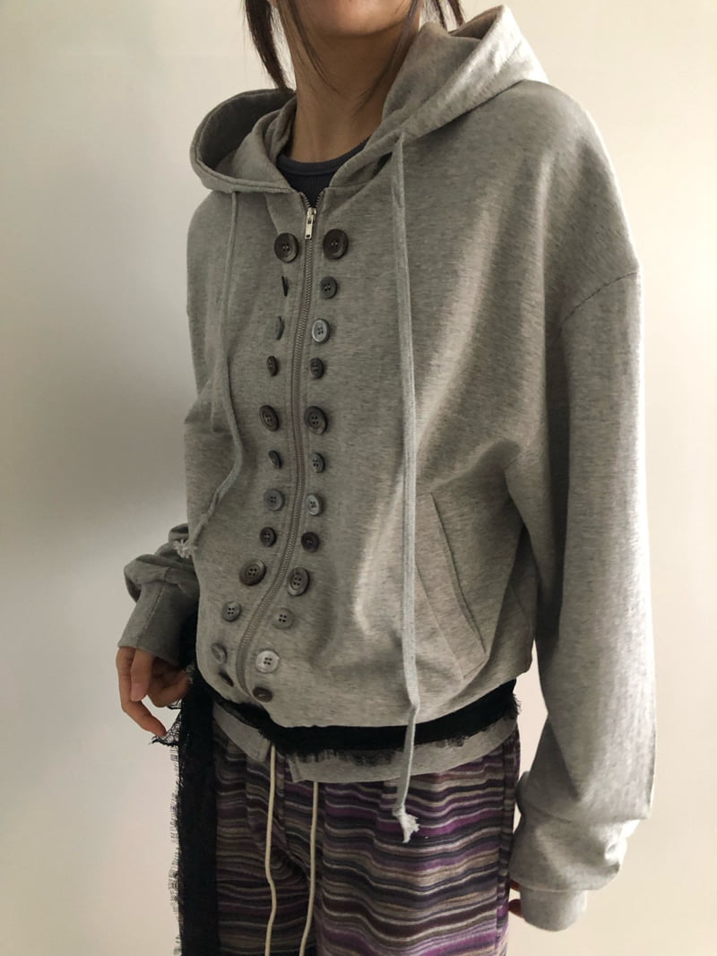 Flash - Korean Women Fashion - #momslook - Button Hoodie Zip-Up - 12