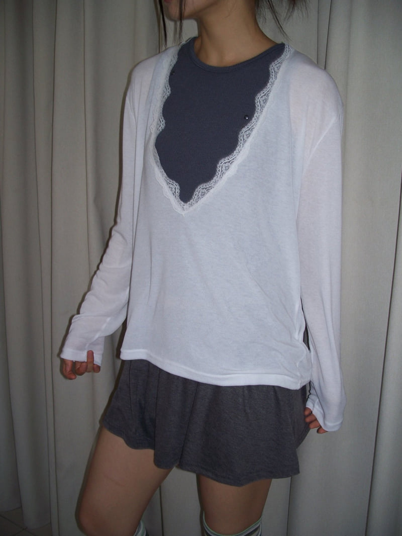 Flash - Korean Women Fashion - #momslook - Nouveau V-Neck Tee - 5