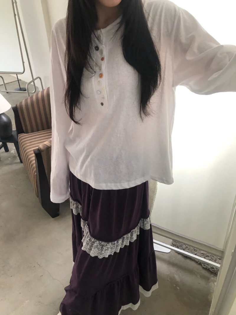 Flash - Korean Women Fashion - #vintageinspired - Rough Button Tee - 5