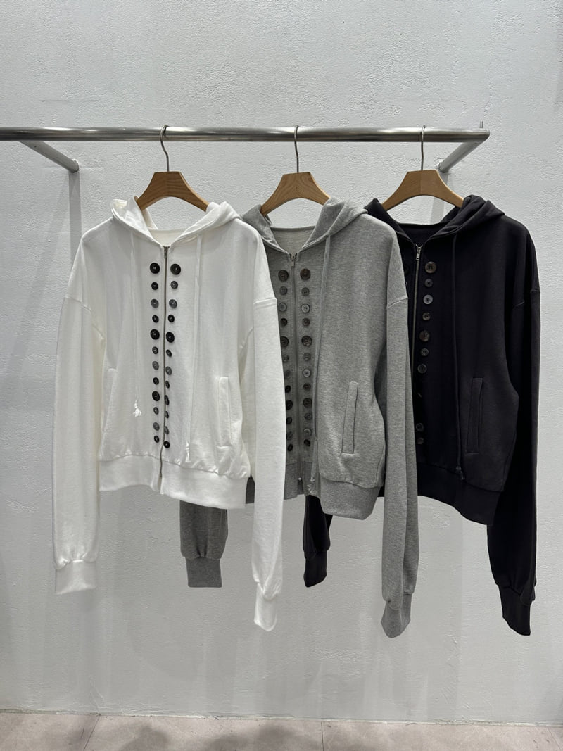 Flash - Korean Women Fashion - #womensfashion - Button Hoodie Zip-Up