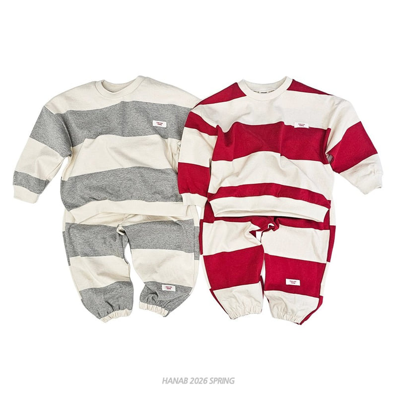 Hanab - Korean Children Fashion - #kidsshorts - Bold Stripe Set - 2