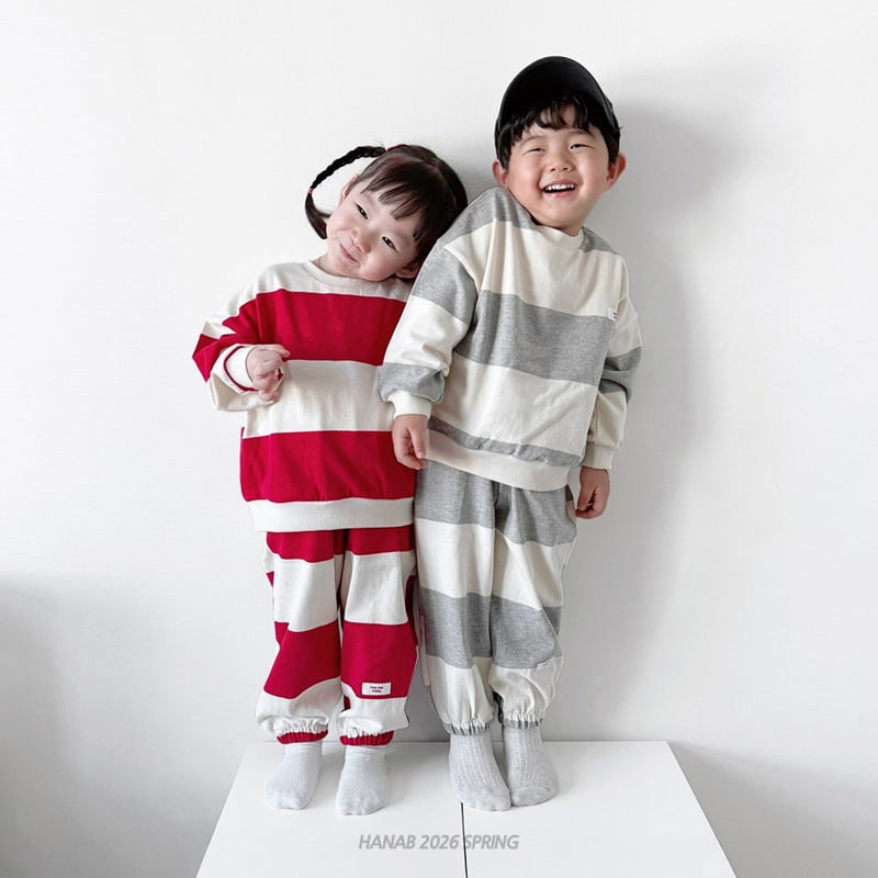Hanab - Korean Children Fashion - #kidsstore - Bold Stripe Set - 4