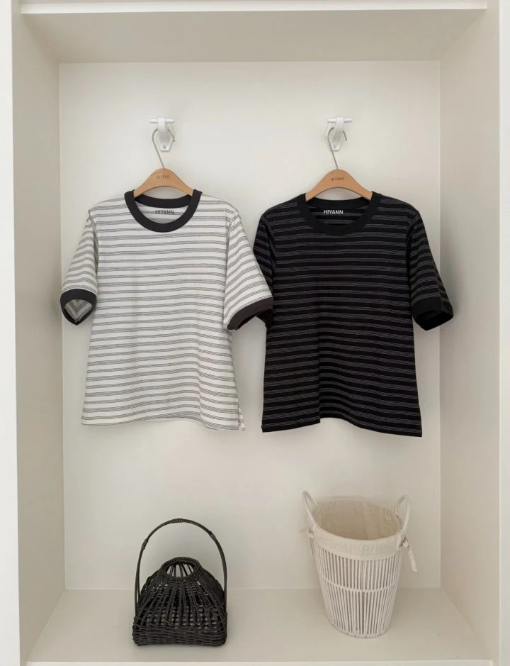Hiyann - Korean Women Fashion - #momslook - Triple Stripe Tee