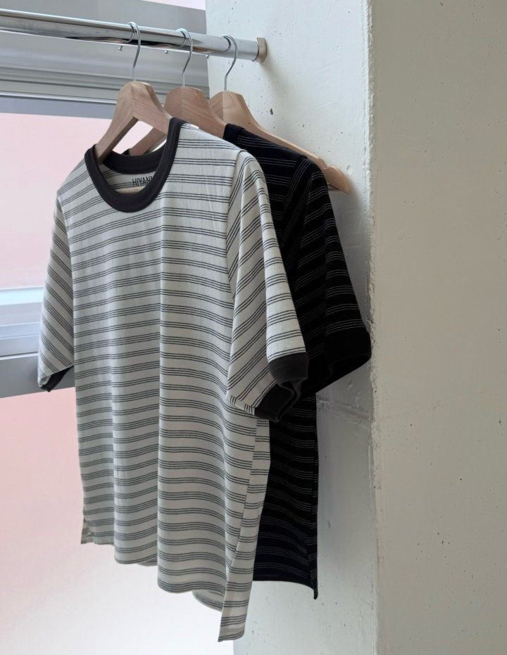 Hiyann - Korean Women Fashion - #momslook - Triple Stripe Tee - 11