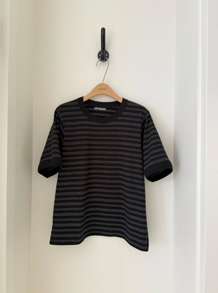 Hiyann - Korean Women Fashion - #momslook - Triple Stripe Tee - 5