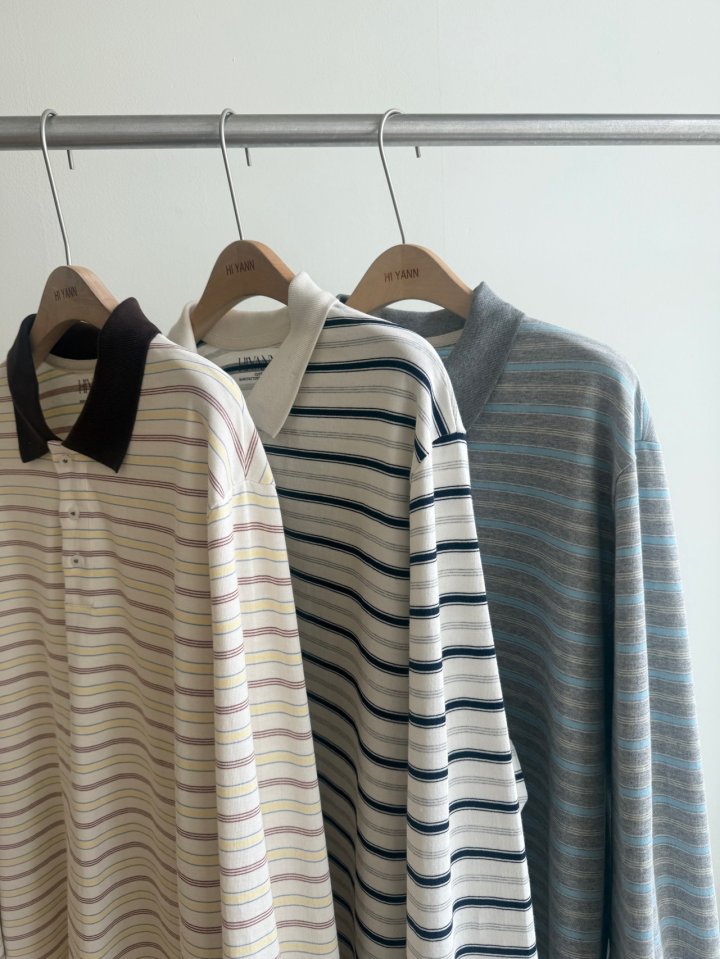 Hiyann - Korean Women Fashion - #momslook - PK Stripe Tee - 2