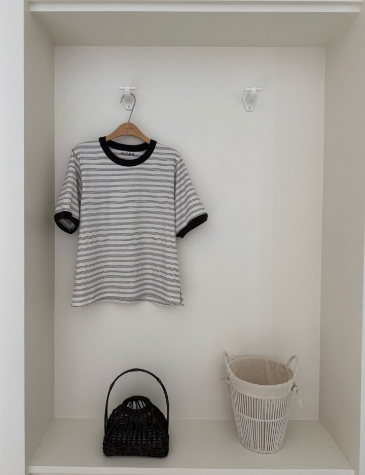 Hiyann - Korean Women Fashion - #momslook - Triple Stripe Tee - 4